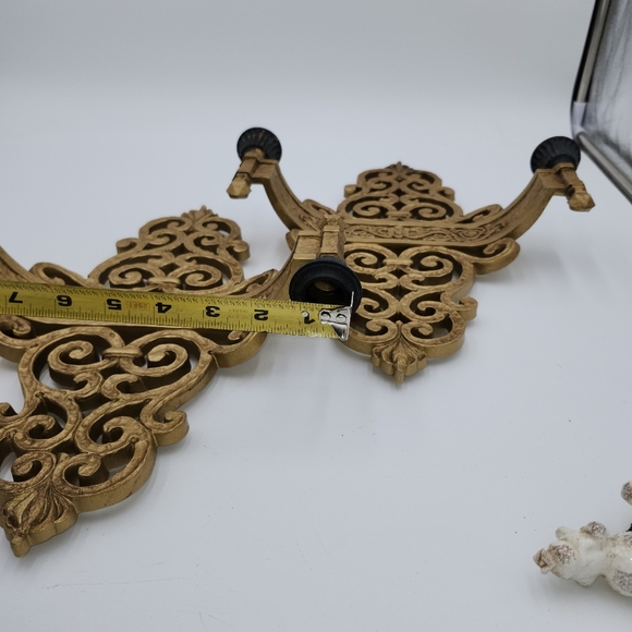 Vintage Mid Century 1969 Dart Gold Gilded Scroll Candle Holders Wall Sconces - Picture 8 of 15